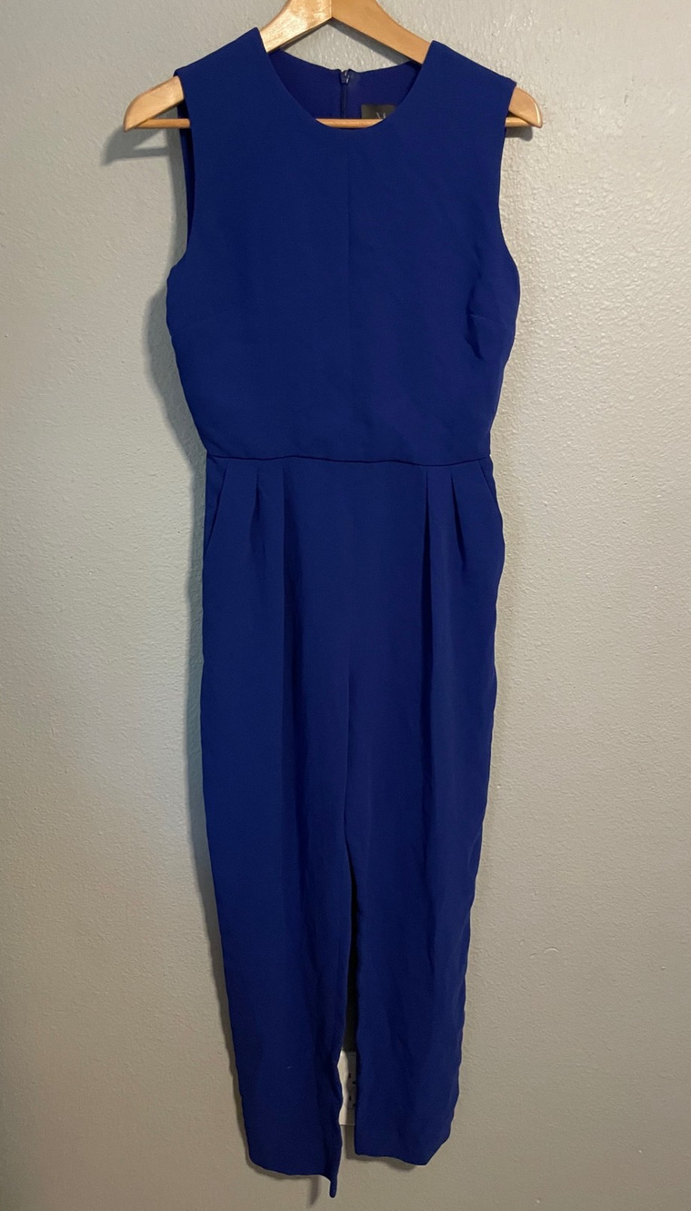 MaxMara Womens Pianoforte Jumpsuit Size 6 Blue Sleeveless Designer Italy Modern